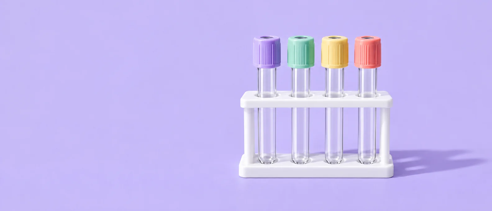 Capped laboratory tubes in a rack